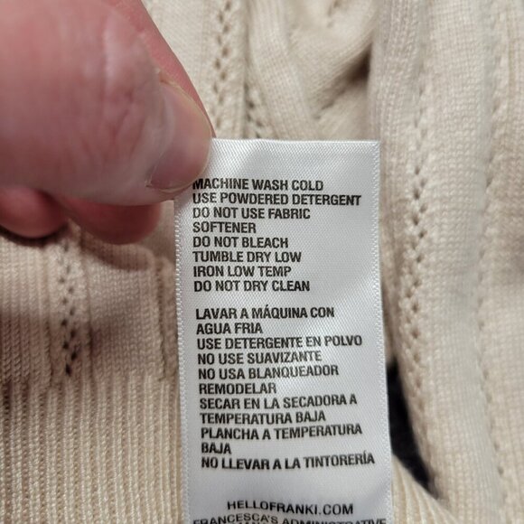 Hello Franki Large Light Oatmeal Cream Crewneck Longsleeve Lightweight Sweater - Picture 10 of 10